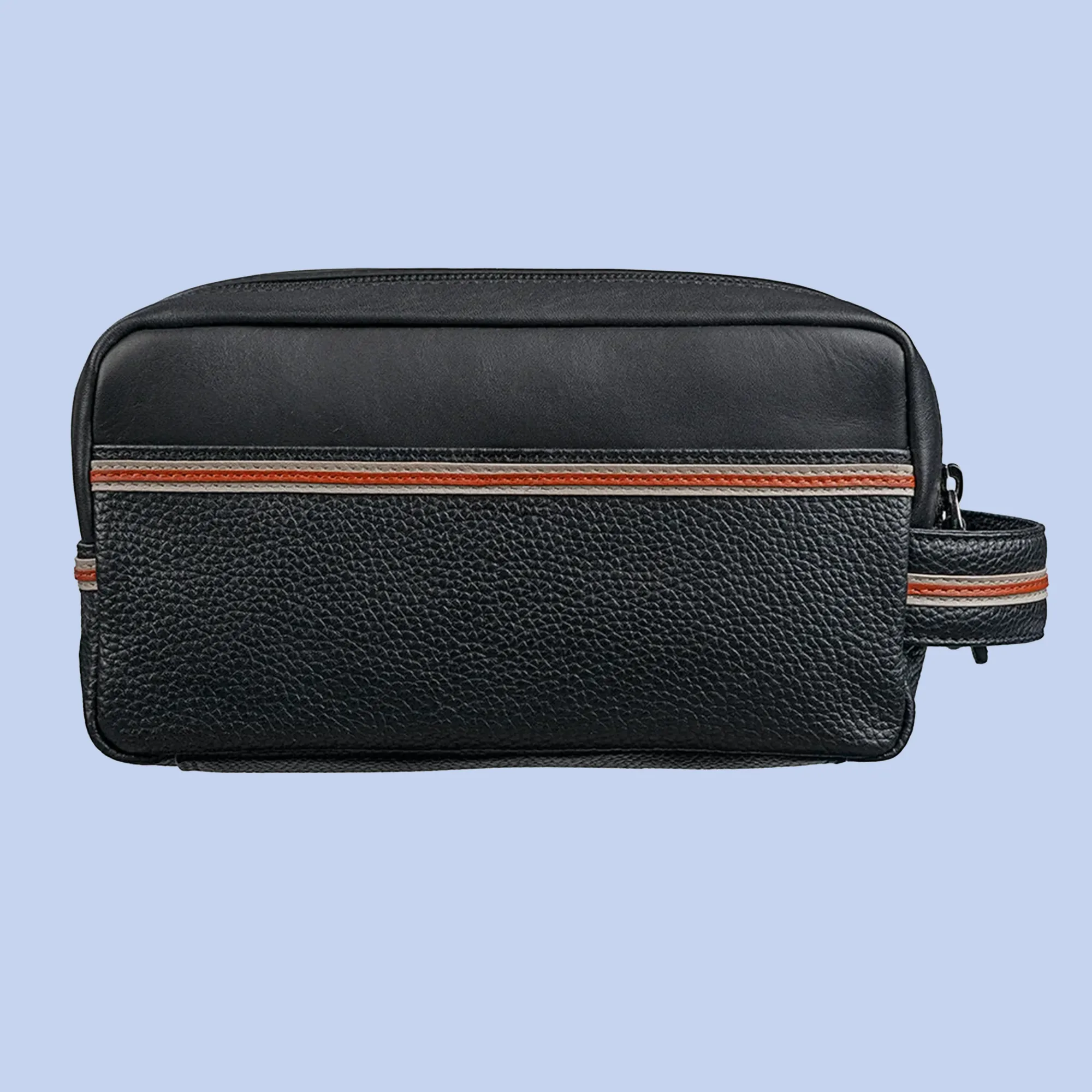 Leather Talks Shaving Kit Double-Zipper Leather Toiletry Bag view 2