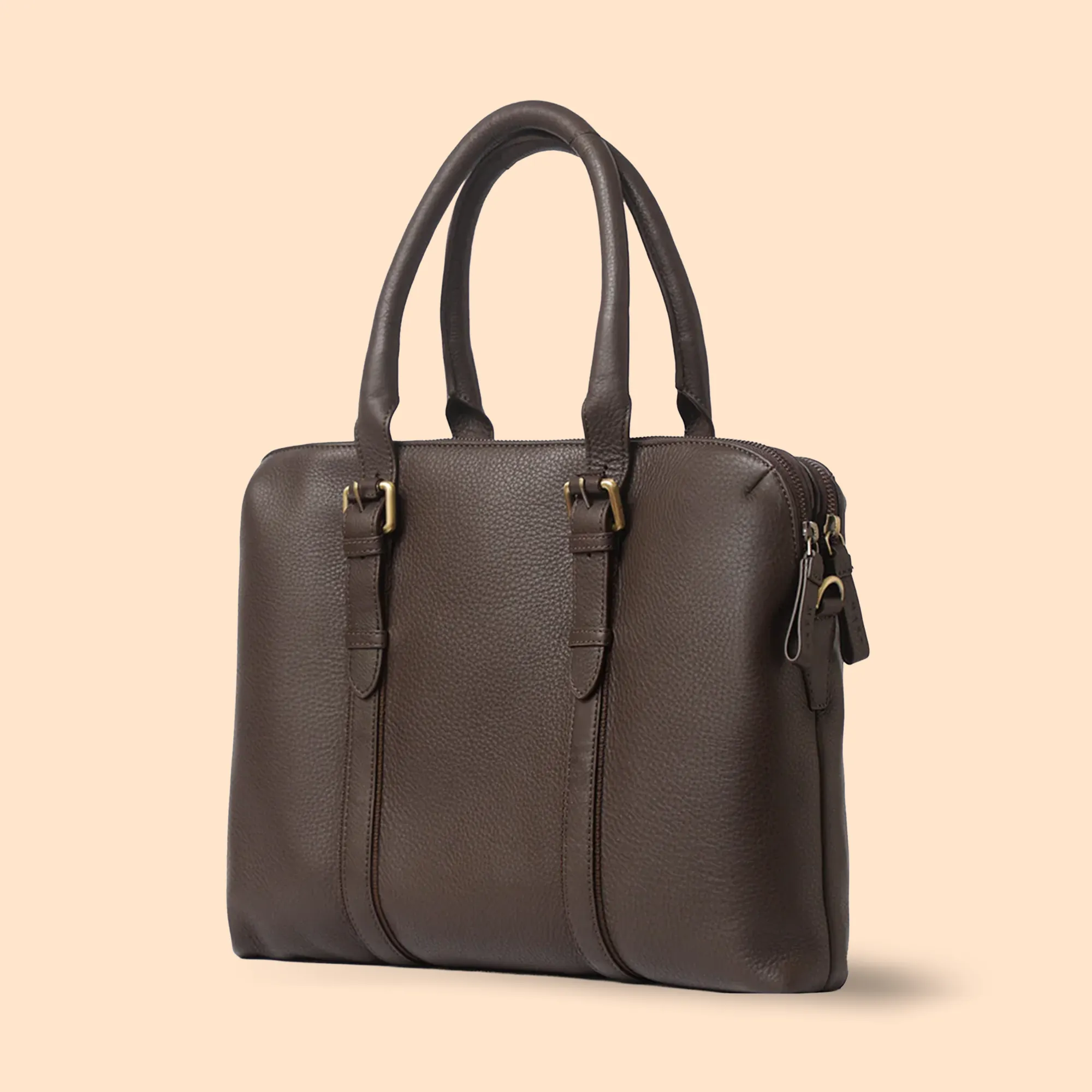 Nappa Dori Dual Zip Leather Laptop Bag for Corporate Gifting view 2