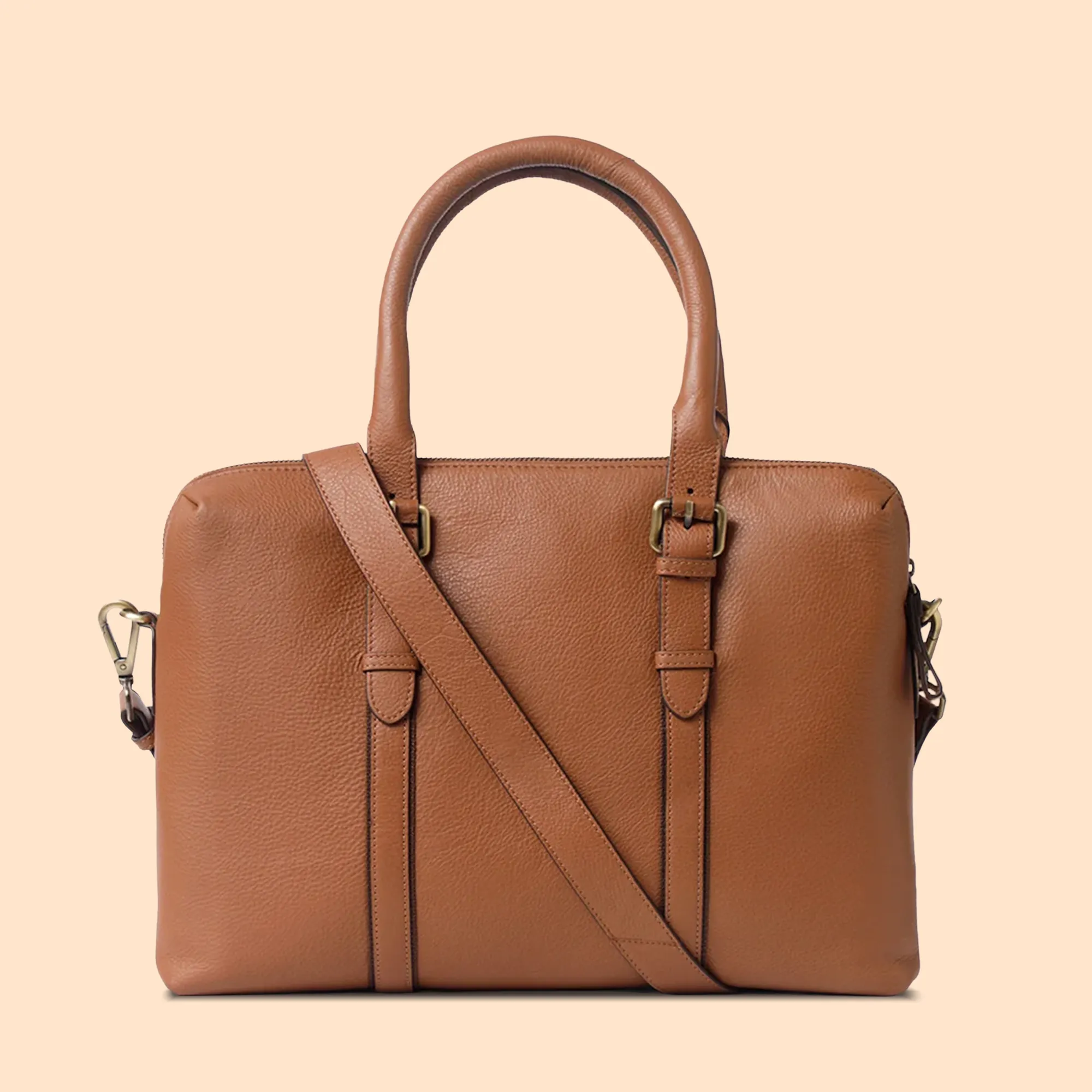 Nappa Dori Dual Zip Leather Laptop Bag for Corporate Gifting view 3