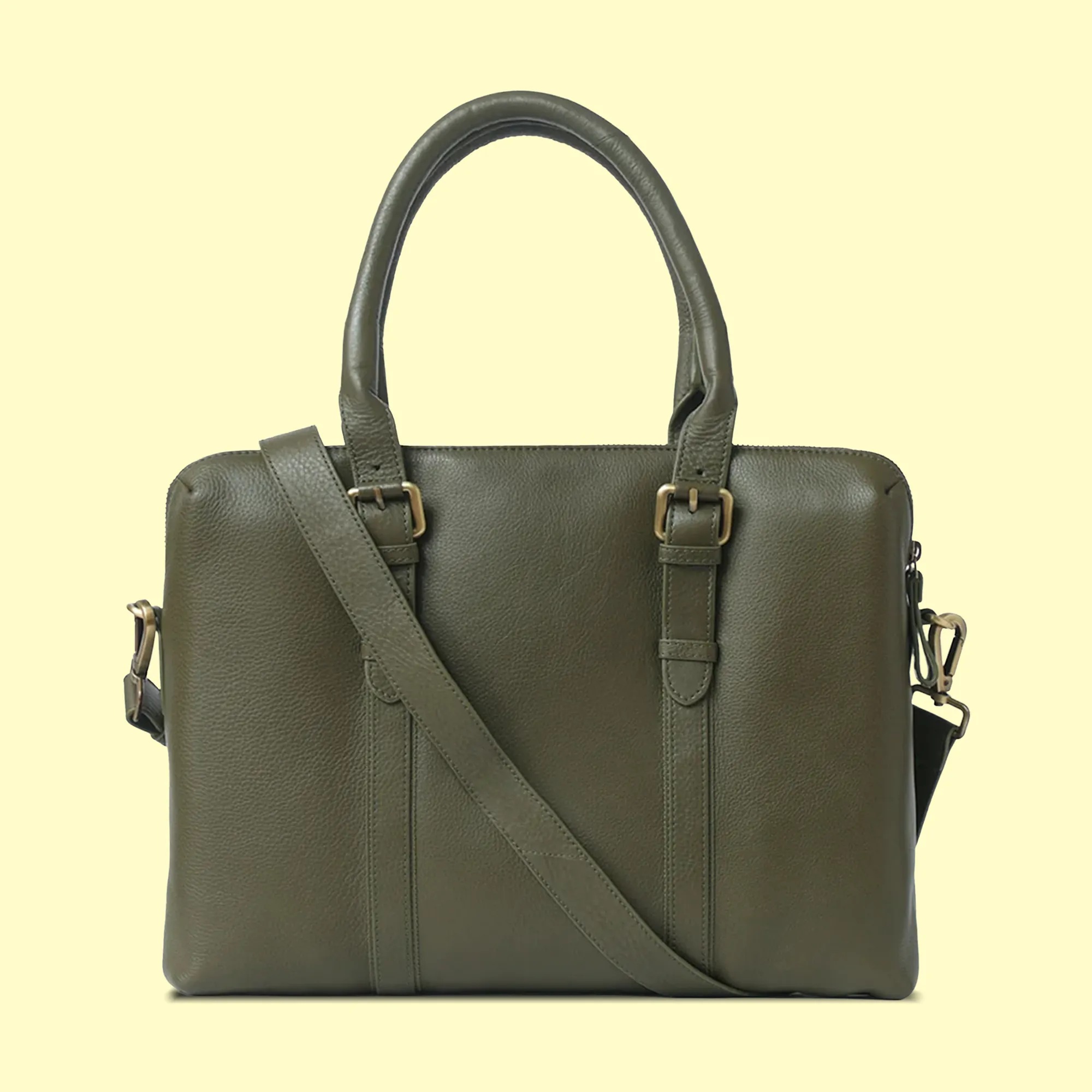 Nappa Dori Dual Zip Leather Laptop Bag for Corporate Gifting view 7