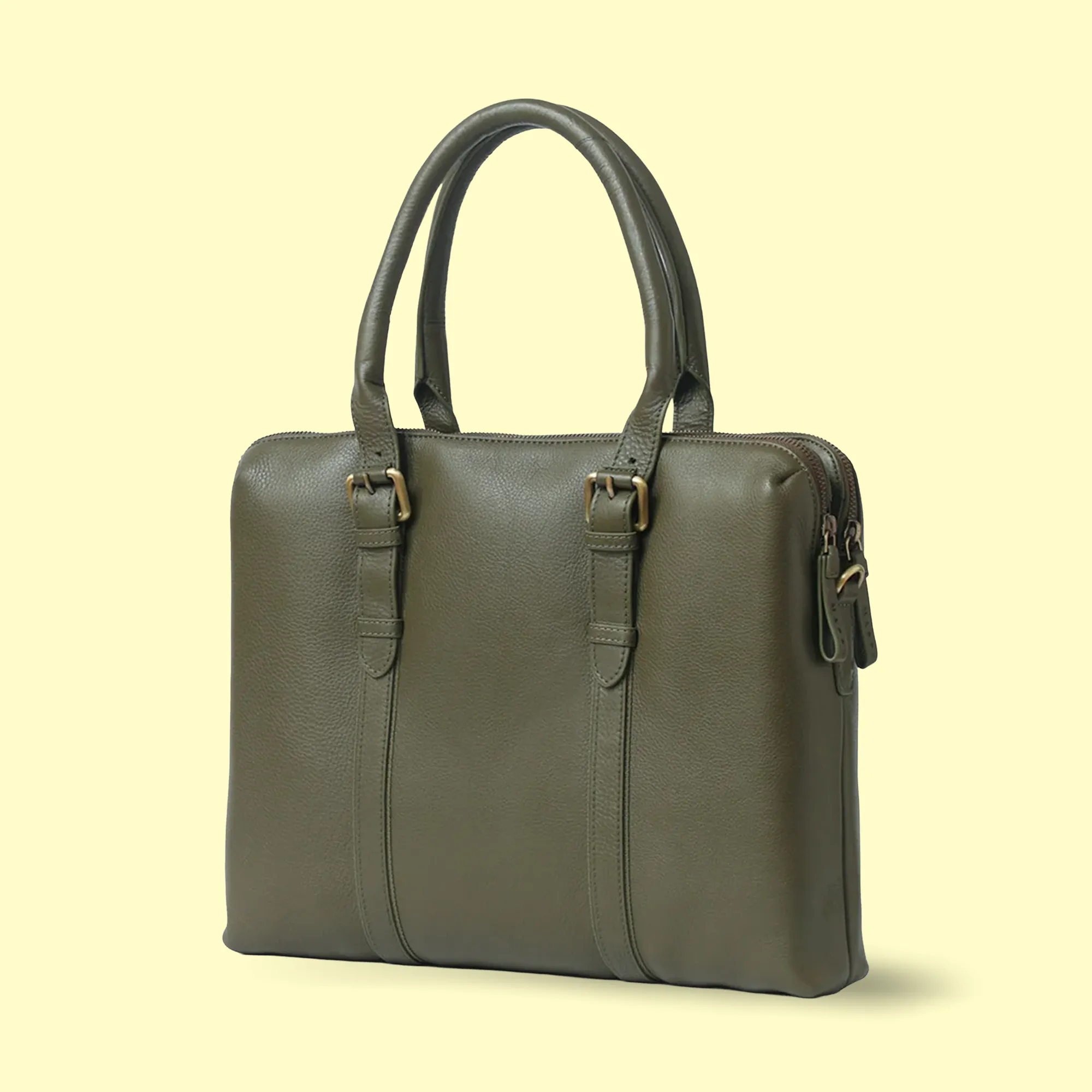Nappa Dori Dual Zip Leather Laptop Bag for Corporate Gifting view 8
