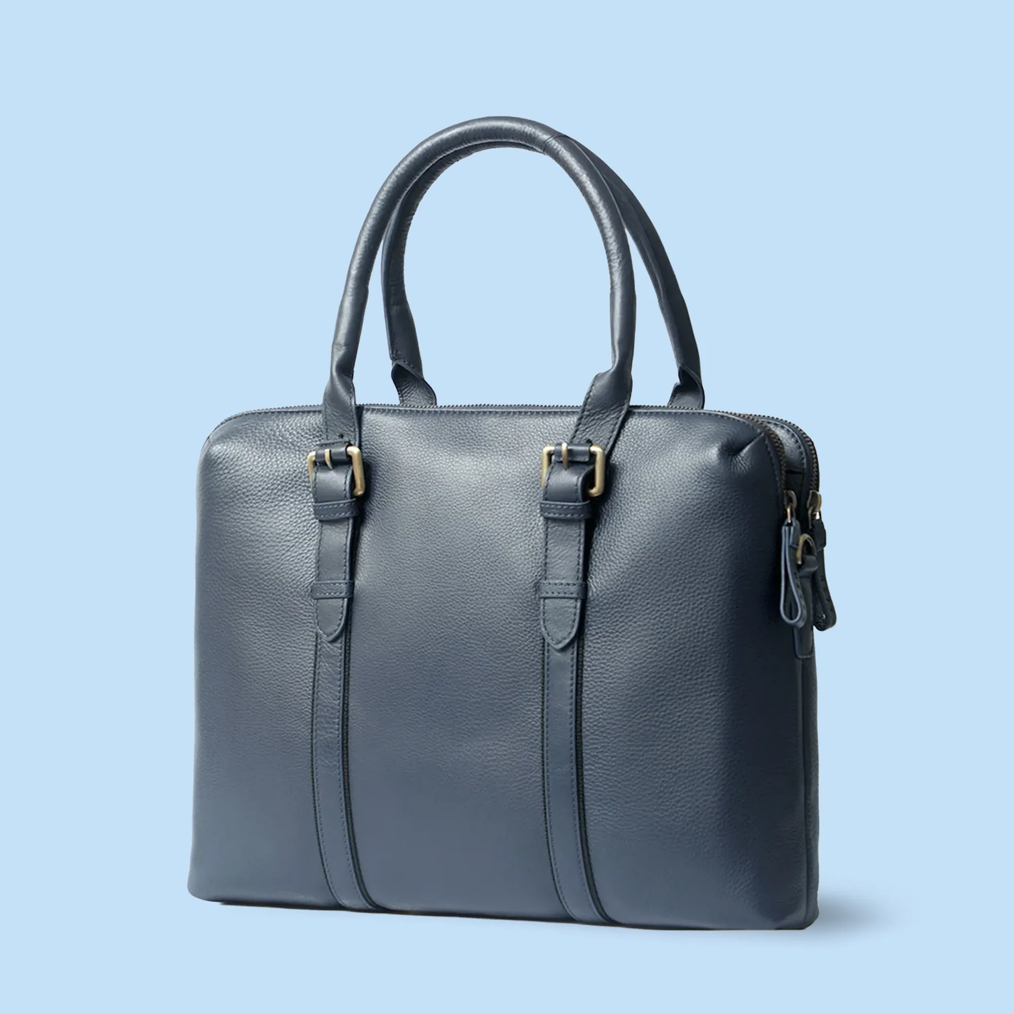 Nappa Dori Dual Zip Leather Laptop Bag for Corporate Gifting view 11
