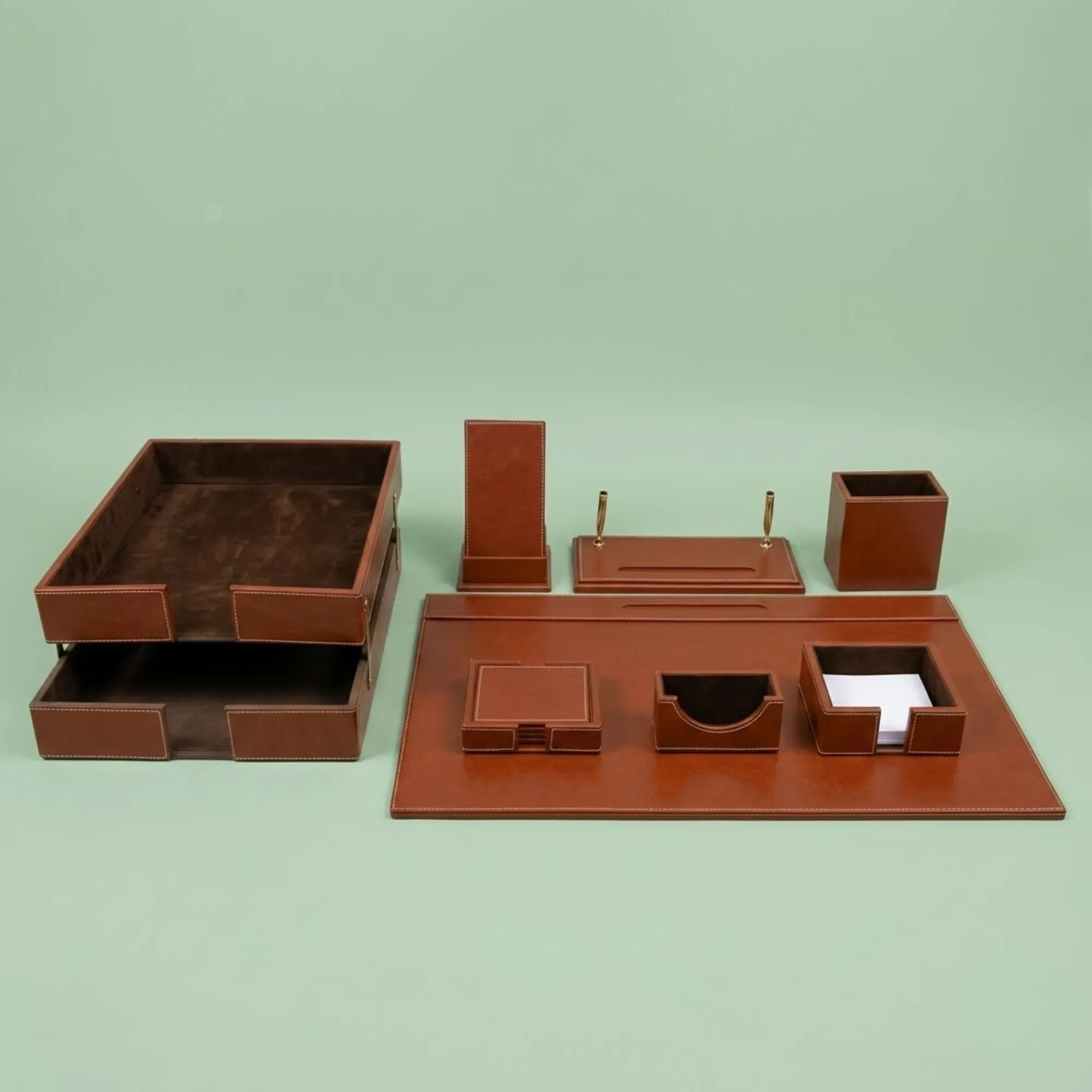 Premium Genuine Leather Desk Organizer Set  view 2