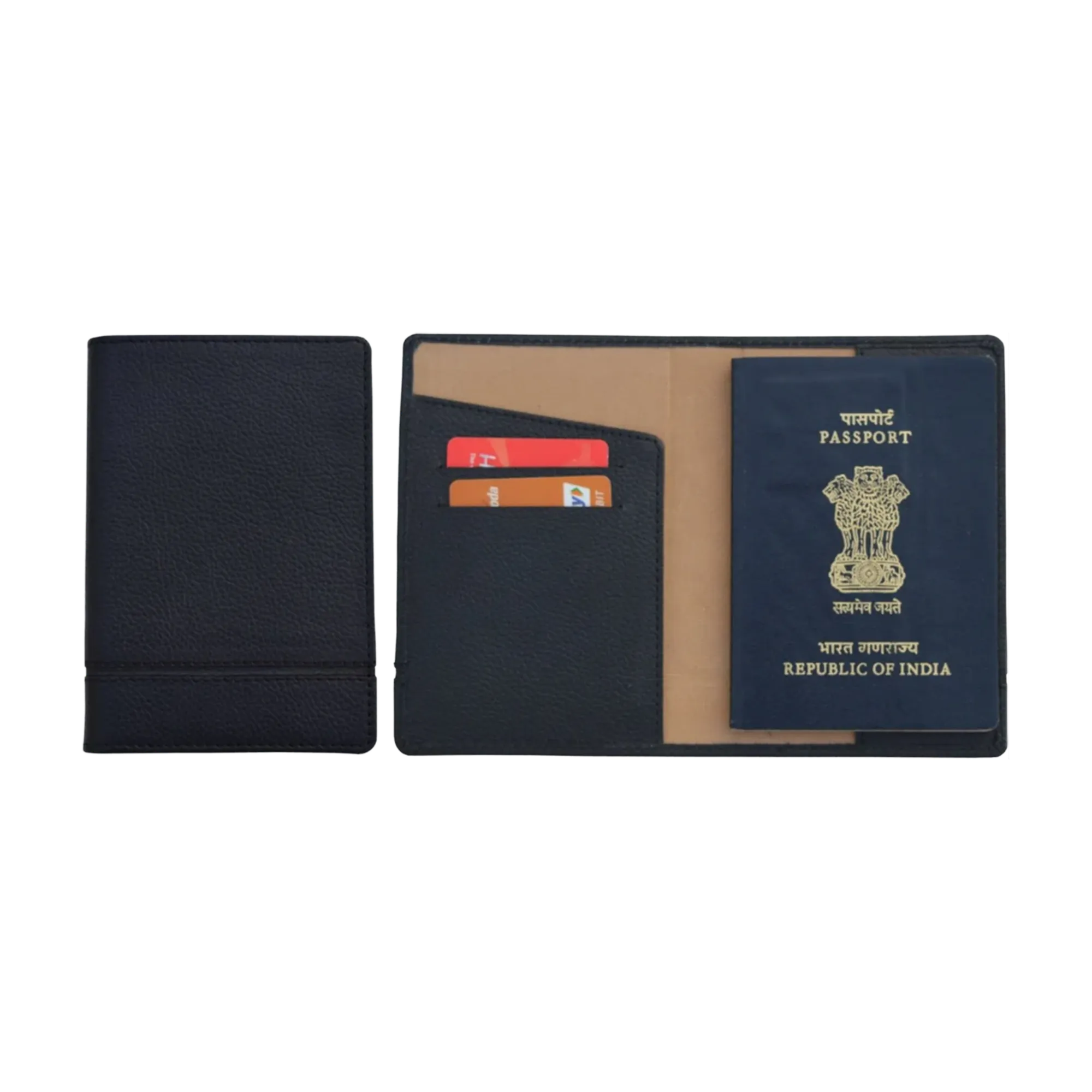 Generic Genuine Leather Passport Holder with Card Slots view 2