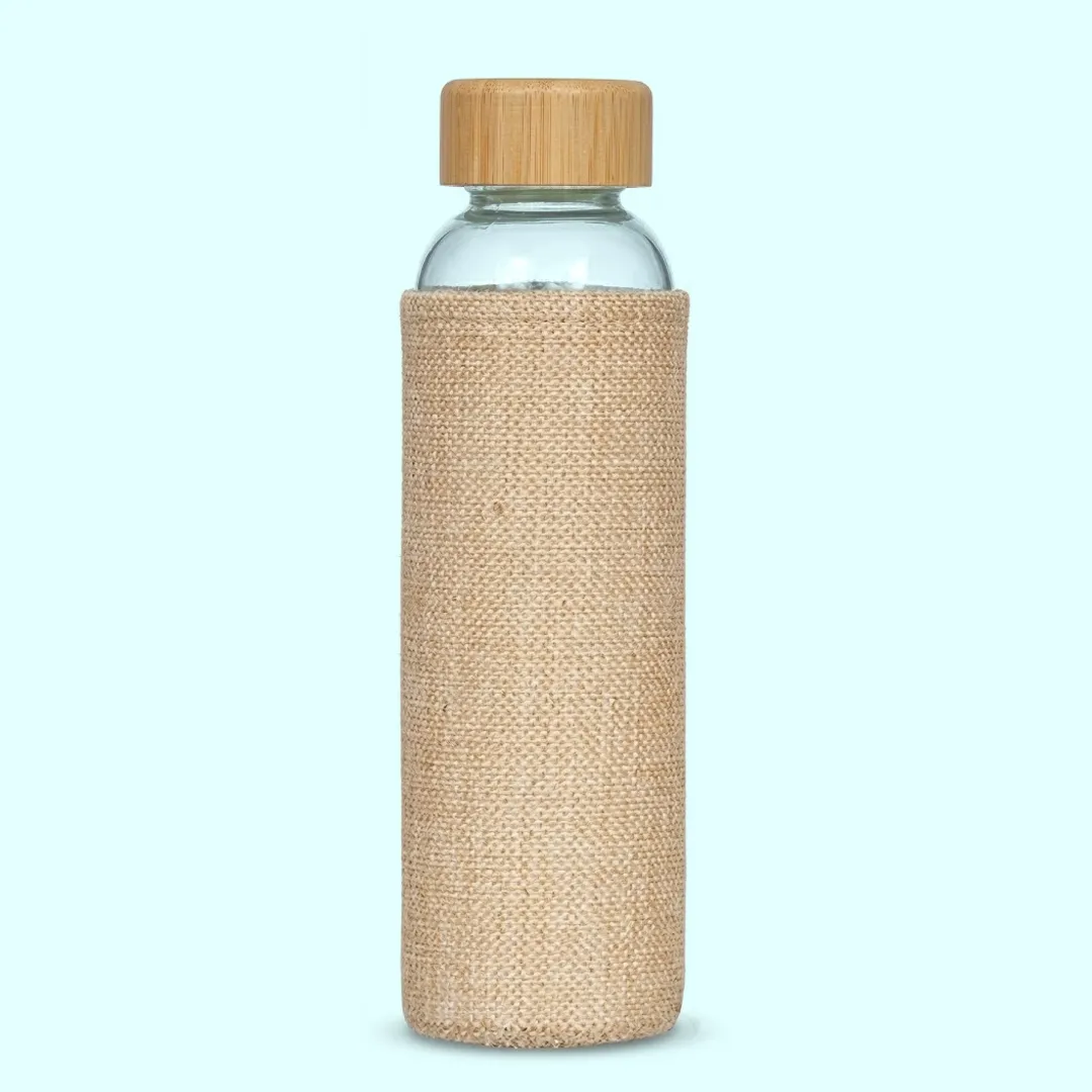 Glass Bottle with Bamboo Lid & Jute Sleeve  view 2