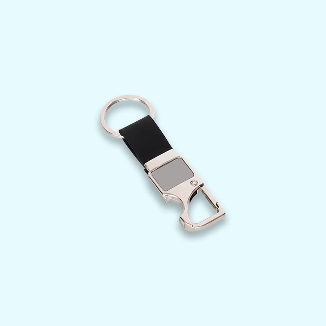Leather-Strap Metal Keychain view 2