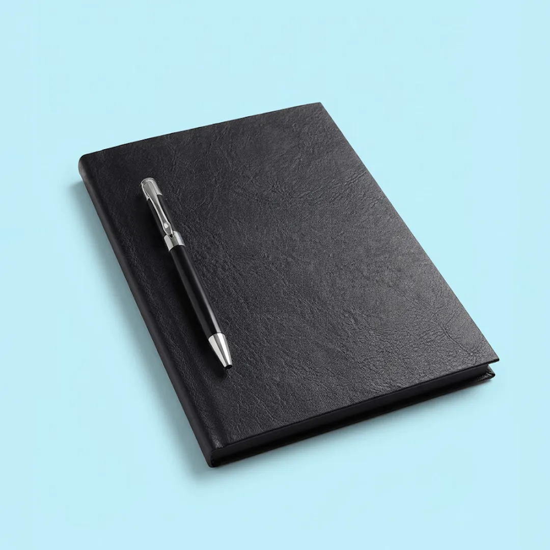Classic Black Grain Notebook and Pen Set